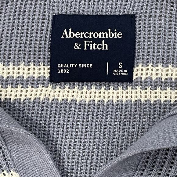 Abercrombie & Fitch Mens Knit Polo Shirt Small Striped Preppy Going Out Casual - Picture 3 of 5